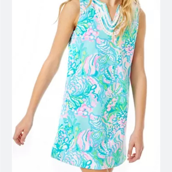 Lilly Pulitzer Other - Kid’s Lilly Pulitzer Harper Shift Dress in Blue Ibiza Aqua La Vista Print
